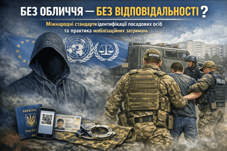 Без обличчя — без відповідальності? Міжнародні стандарти ідентифікації посадових осіб та практика мобілізаційних затримань