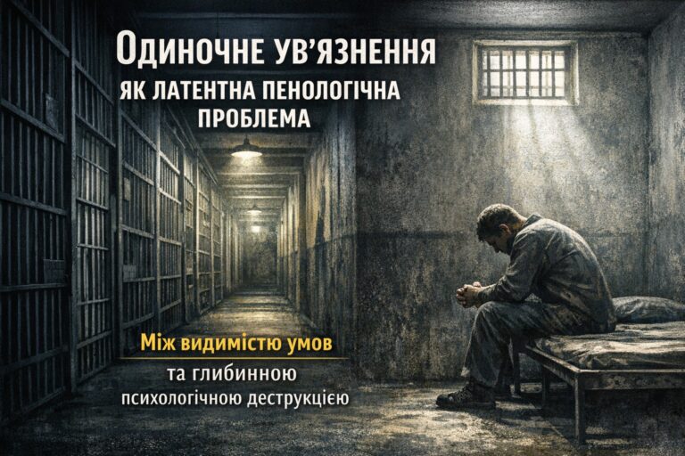 Одиночне ув’язнення як латентна пенологічна проблема: між видимістю умов та глибинною психологічною деструкцією