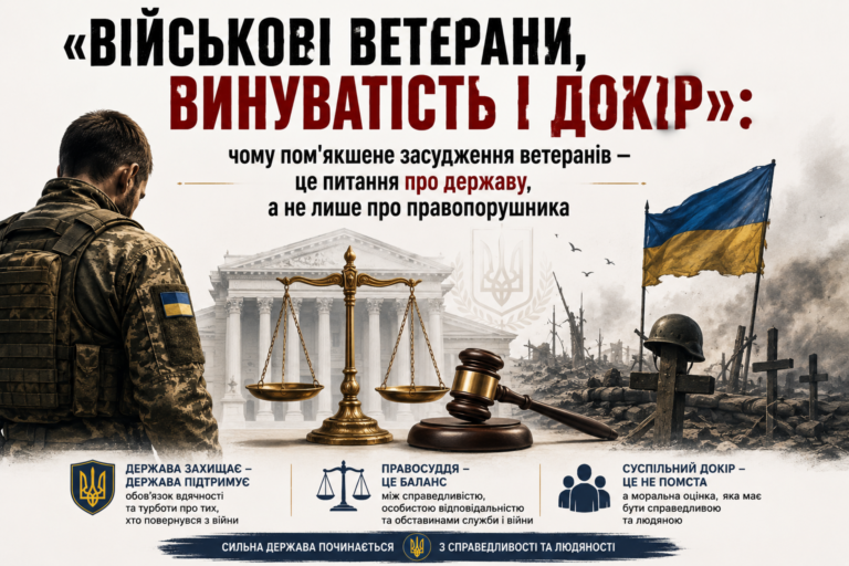 «Військові ветерани, винуватість і докір»: чому пом’якшене засудження ветеранів — це питання про державу, а не лише про правопорушника